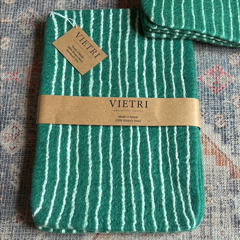 Vietri Green and White Wool placemats
